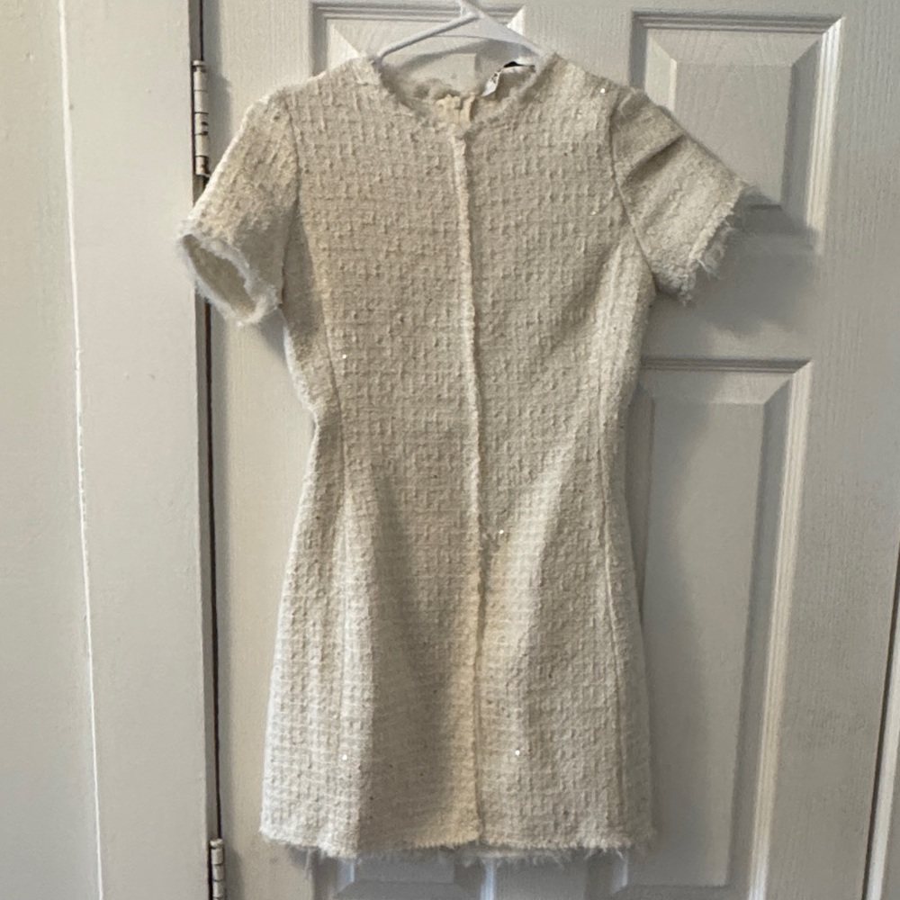 Zara Cream Textured Mini Dress
